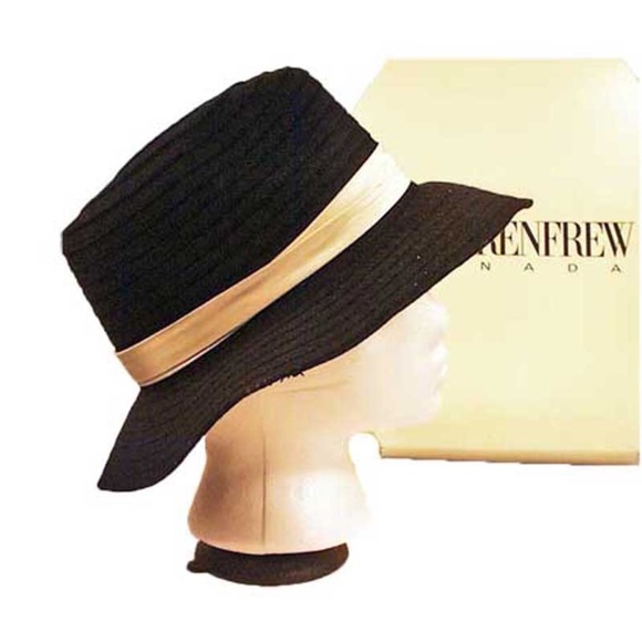 WOOL WIDE BRIM HAT, NEVER WORN, LADIES MEDIUM, BLACK, LIGHT GREEN SILK HAT BAND, - Picture 5 of 5